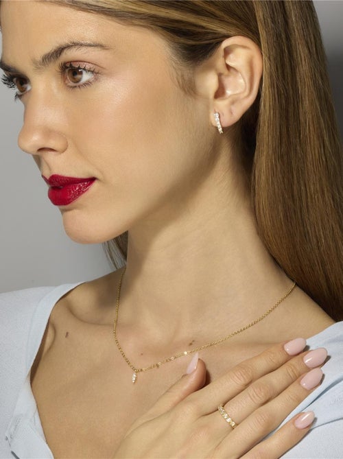 Bague Luxenter en argent 925 et zircon cubique brillant plaqué or jaune 18 carats - Chauga - Kiabi