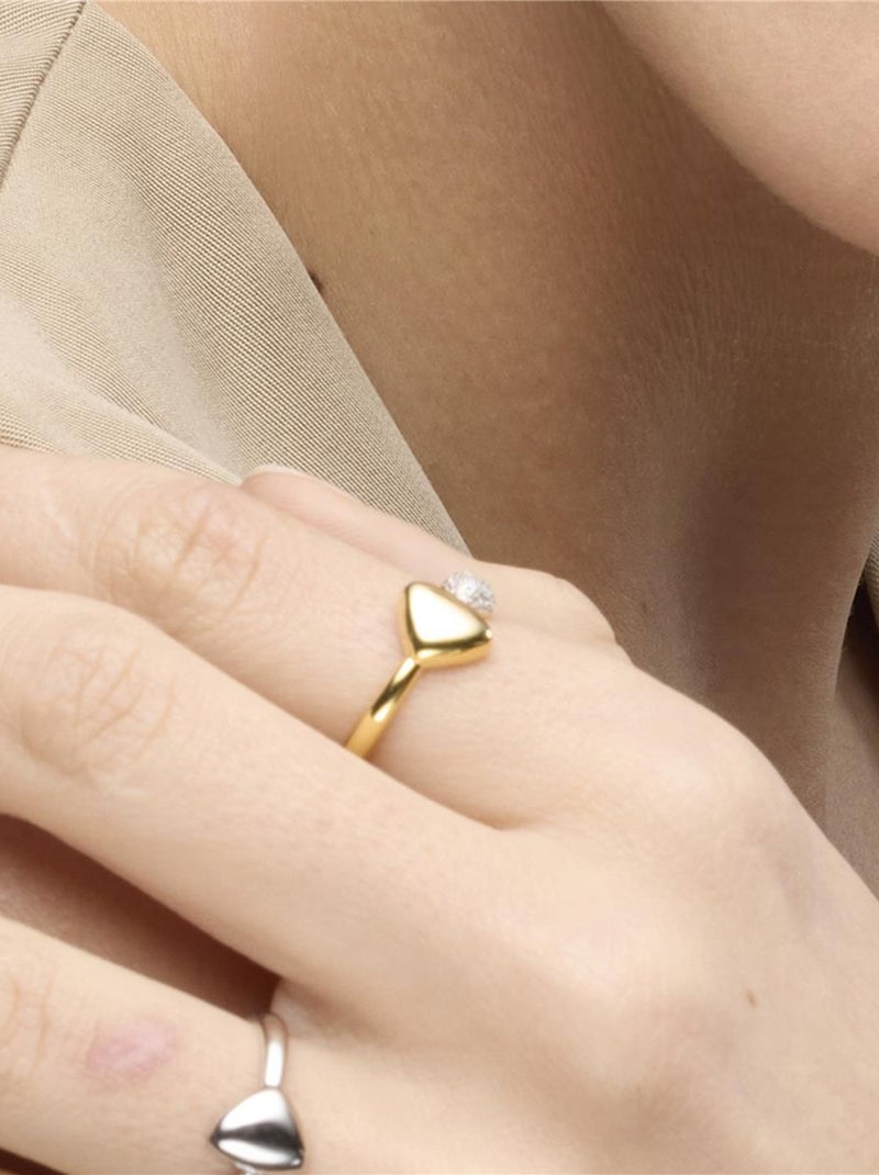 Bague Luxenter en argent 925 et zircon finition or jaune 18k - Pesha Blanc - Kiabi