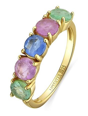 Bague Luxenter en argent 925 et zircon multicolore finition or 18k - Akma