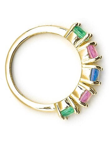 Bague Luxenter en argent 925 et zircon multicolore finition or 18k - Akma