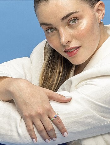 Bague Luxenter en argent 925 et zircon multicolore finition or 18k - Akma