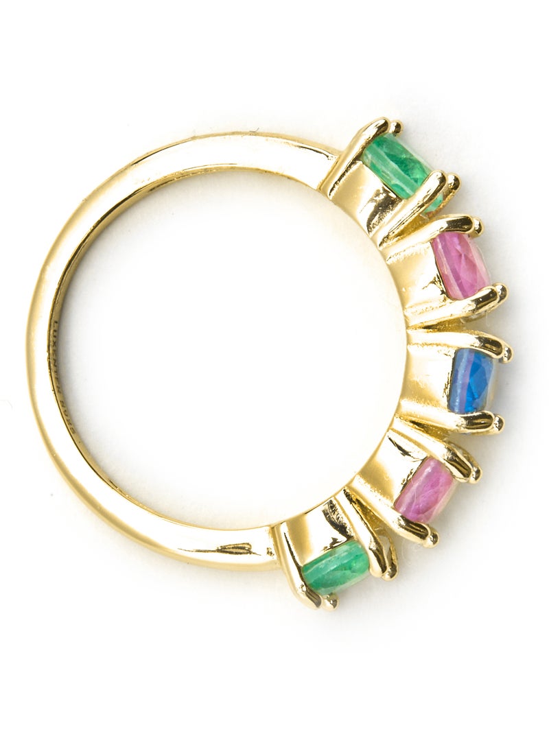 Bague Luxenter en argent 925 et zircon multicolore finition or 18k - Akma Multicolore - Kiabi