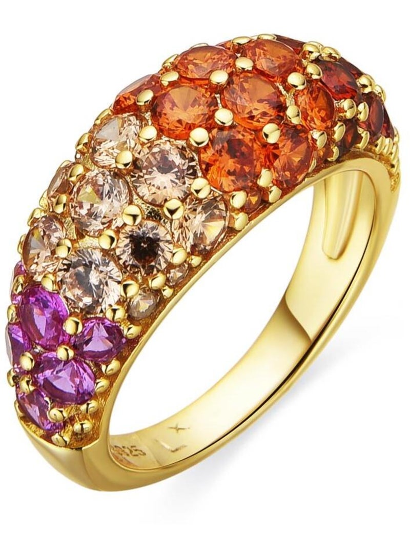 Bague Luxenter en argent 925 et zircon multicolore plaqué or 18k - Abxi Multicolore - Kiabi