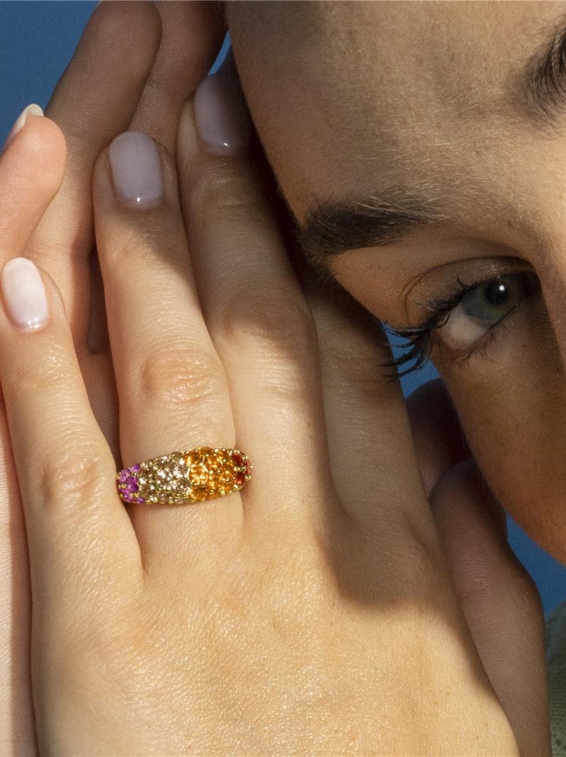 Bague Luxenter en argent 925 et zircon multicolore plaqué or 18k - Abxi Multicolore - Kiabi