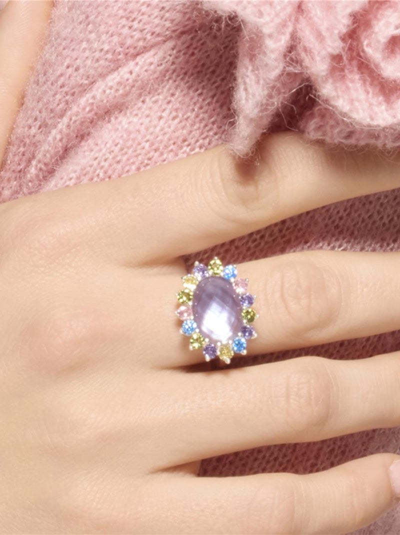 Bague Luxenter en argent 925 et zircon multicolore rhodié - Nopsa Blanc - Kiabi