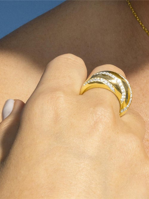 Bague Luxenter en argent 925 et zircon plaqué or 18k - Vikai - Kiabi