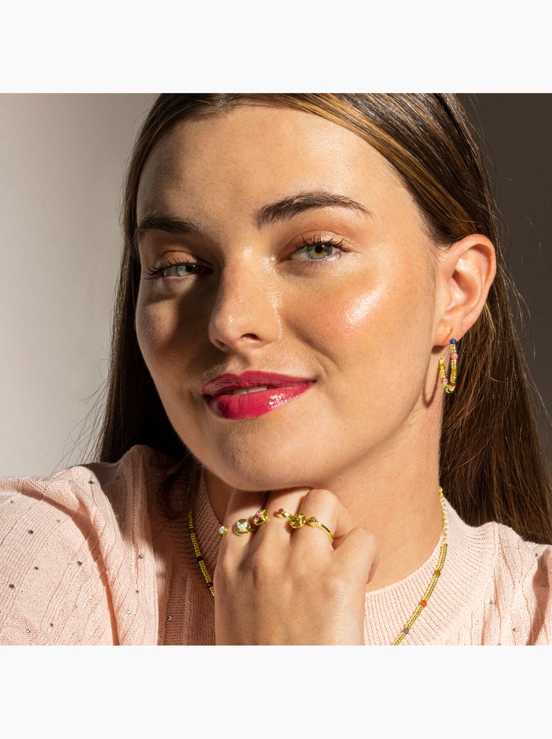 Bague Luxenter en argent 925 et zircon rose et plaqué or 18k - Ufore Taille réglable Rose - Kiabi