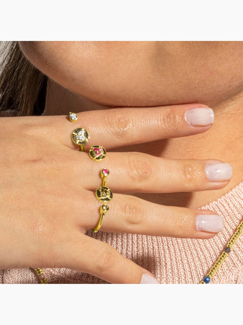 Bague Luxenter en argent 925 et zircon rose et plaqué or 18k - Ufore Taille réglable Rose - Kiabi