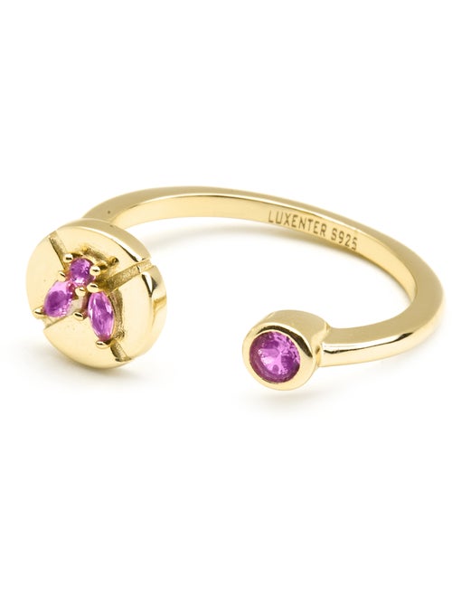 Bague Luxenter en argent 925 et zircon rose et plaqué or 18k - Ufore Taille réglable - Kiabi
