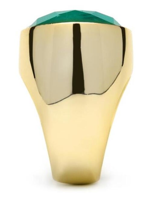 Bague Luxenter en argent 925 et zircon vert avec finition plaqué or jaune 18k - Jadir - Kiabi