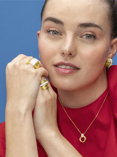 Bague Luxenter en argent 925 et zircone brillante dorée à l'or fin 18k - Prekil - Kiabi