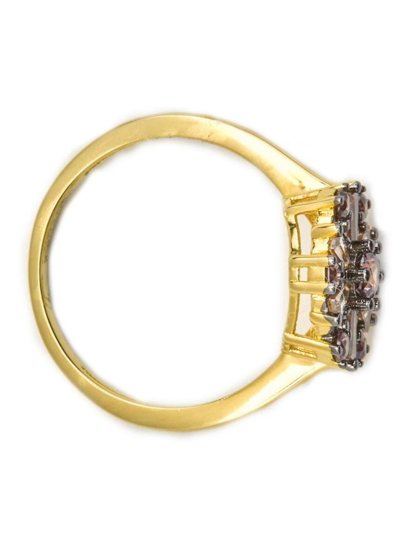 Bague Luxenter en argent 925 et zirconium brun finition or 18k - Lorush Marron - Kiabi