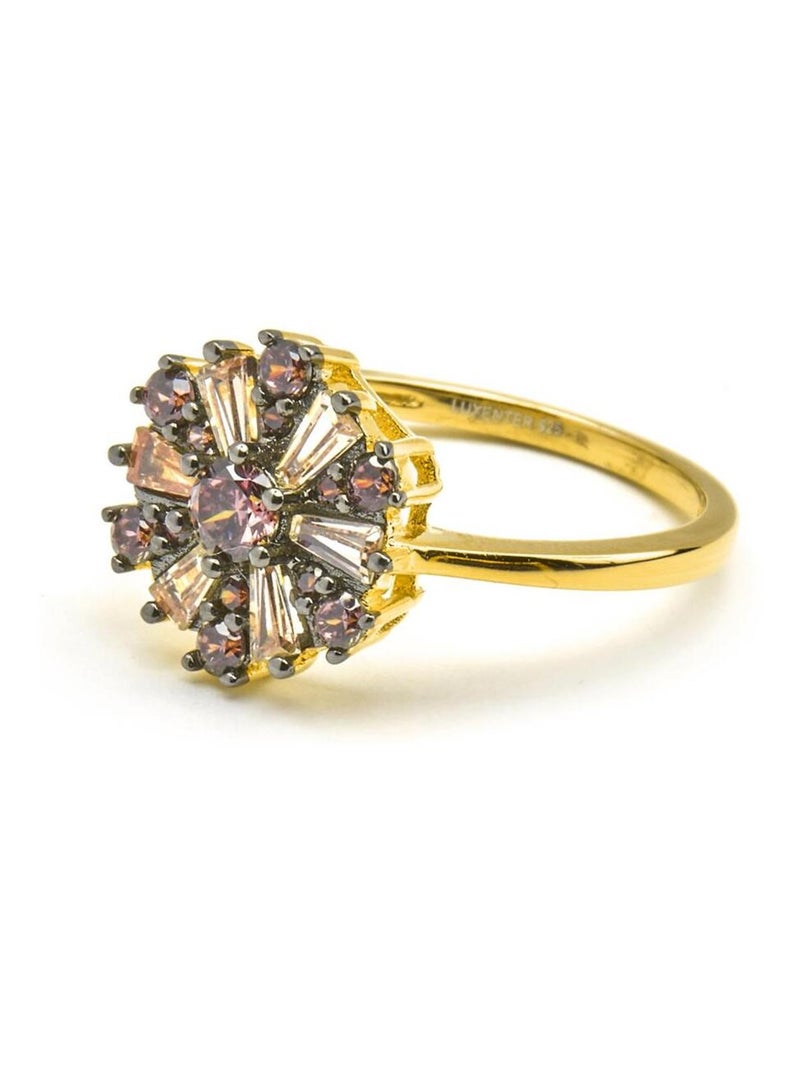 Bague Luxenter en argent 925 et zirconium brun finition or 18k - Lorush Marron - Kiabi