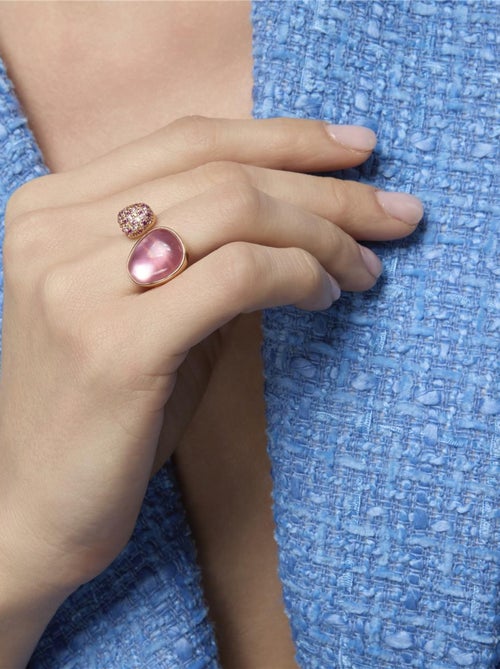 Bague Luxenter en argent massif 925 et double cristal finition nacre rose / or jaune 18k - Furesh - Kiabi