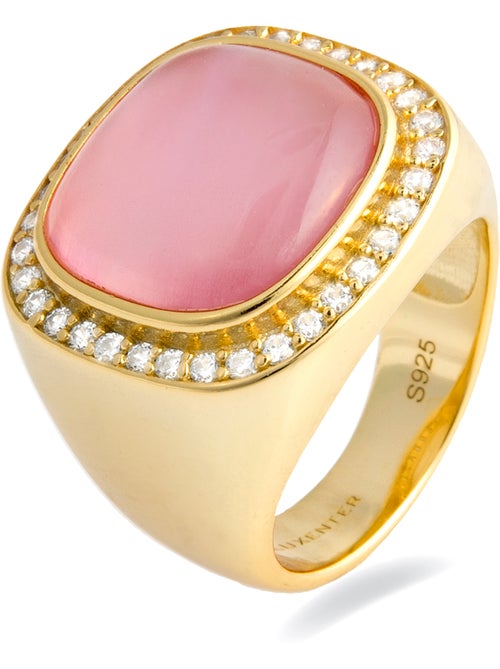 Bague Luxenter en argent sterling 925 avec double nacre rose cristal et plaqué or 18k-Exiuh - Kiabi