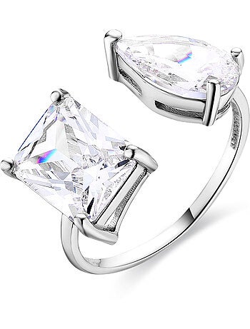 Bague Luxenter en argent sterling 925 avec zircone brillante et finition rhodiée - Malor