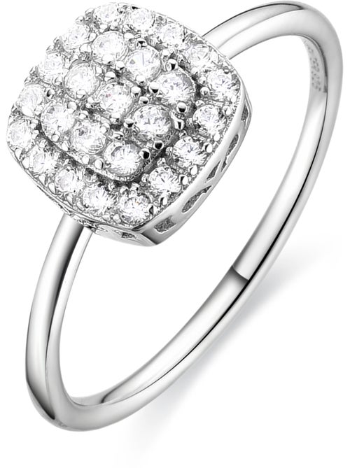 Bague Luxenter en argent sterling 925 avec zircone brillante et finition rhodiée - Ronka - Kiabi