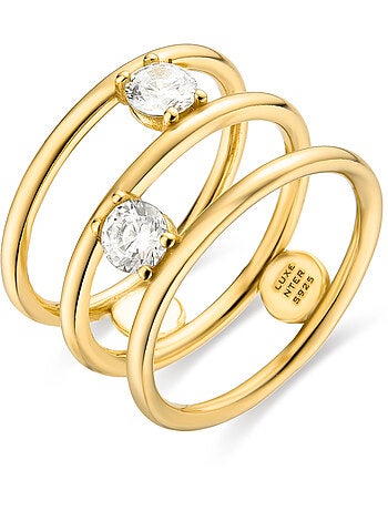 Bague Luxenter en argent sterling 925 avec zircone brillante, finition et plaqué or 18k - Meya
