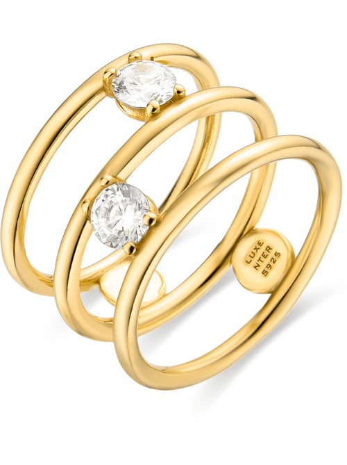 Bague Luxenter en argent sterling 925 avec zircone brillante, finition et plaqué or 18k - Meya - Kiabi