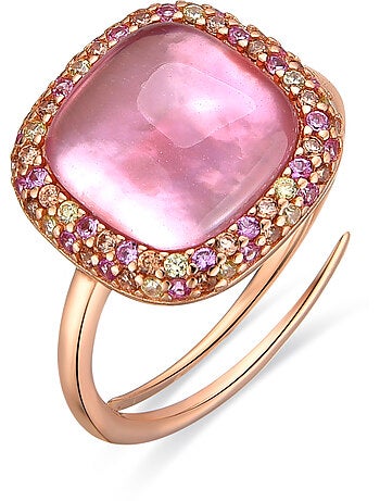 Bague Luxenter en argent sterling 925 et double nacre rose et plaqué or 18k-Baddal Taille réglable
