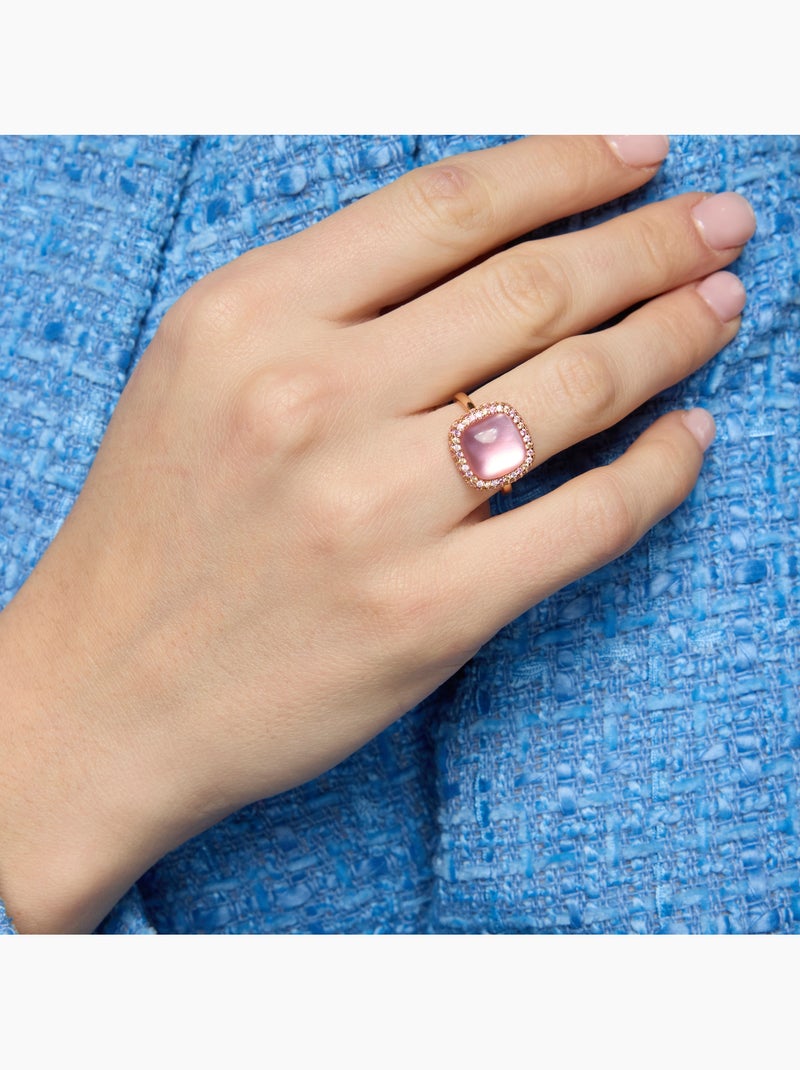 Bague Luxenter en argent sterling 925 et double nacre rose et plaqué or 18k-Baddal Taille réglable Rose - Kiabi