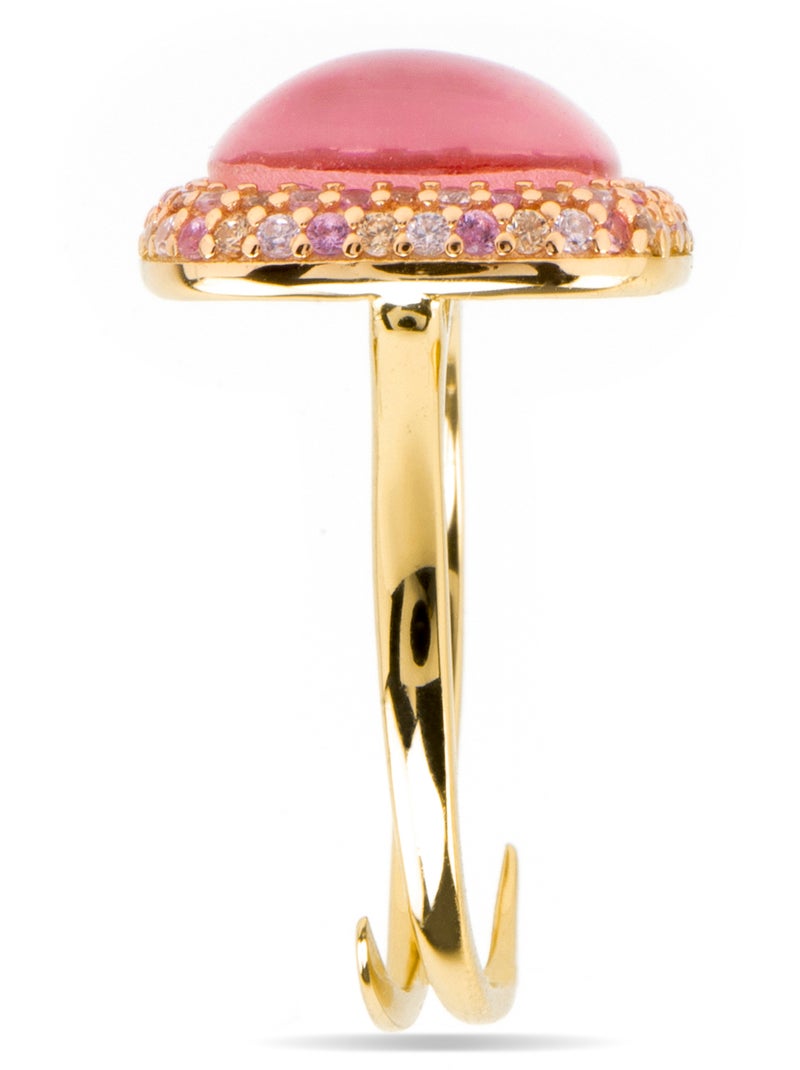 Bague Luxenter en argent sterling 925 et double nacre rose et plaqué or 18k-Baddal Taille réglable Rose - Kiabi