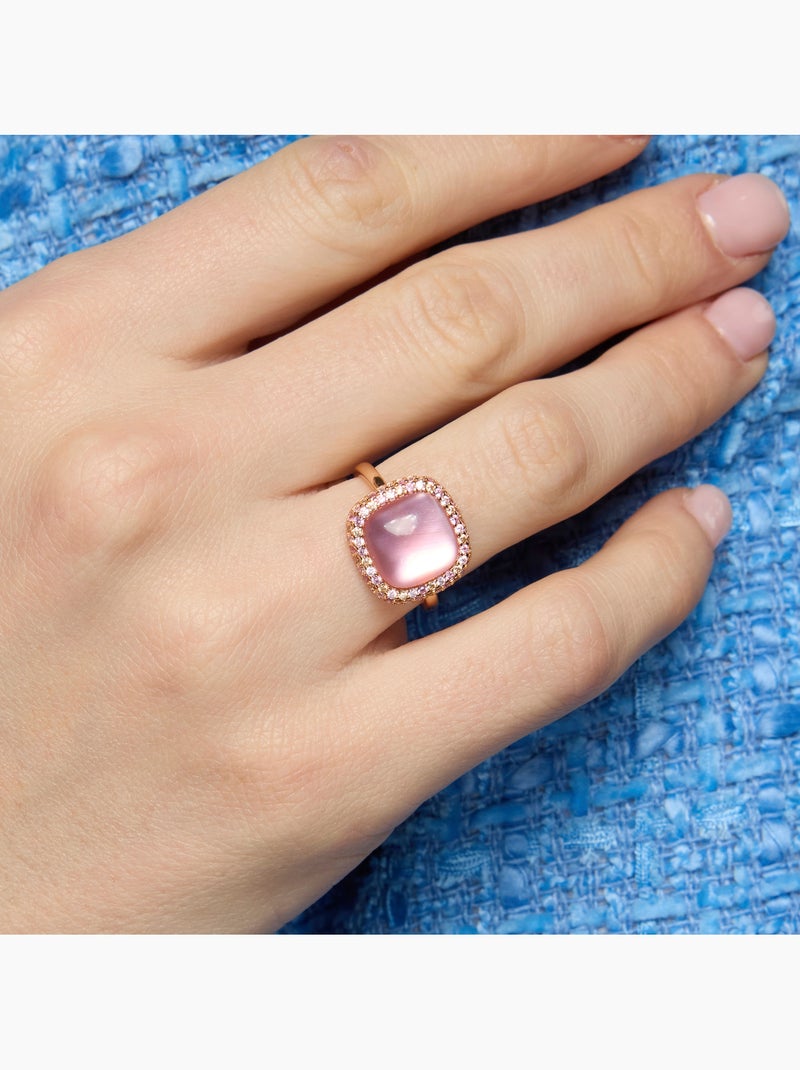 Bague Luxenter en argent sterling 925 et double nacre rose et plaqué or 18k-Baddal Taille réglable Rose - Kiabi