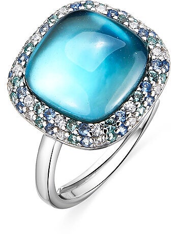 Bague Luxenter en argent sterling 925 et doublure hématite finition rhodium-Baddal Taille réglable