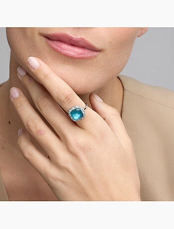 Bague Luxenter en argent sterling 925 et doublure hématite finition rhodium-Baddal Taille réglable