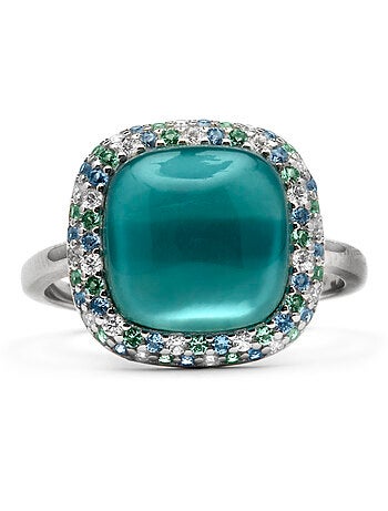 Bague Luxenter en argent sterling 925 et doublure hématite finition rhodium-Baddal Taille réglable