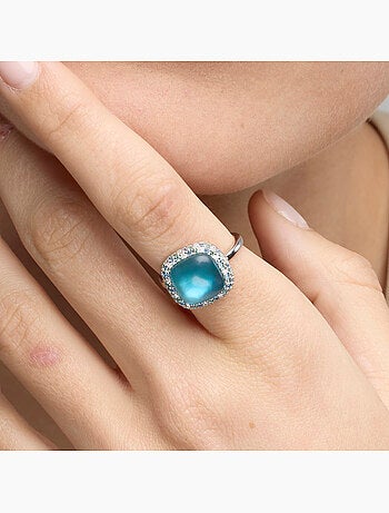 Bague Luxenter en argent sterling 925 et doublure hématite finition rhodium-Baddal Taille réglable