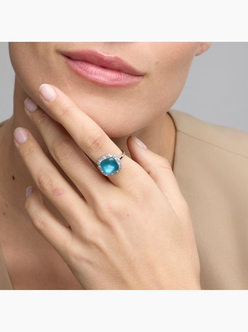 Bague Luxenter en argent sterling 925 et doublure hématite finition rhodium-Baddal Taille réglable Bleu - Kiabi