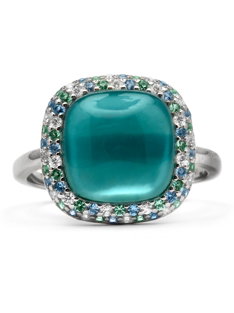 Bague Luxenter en argent sterling 925 et doublure hématite finition rhodium-Baddal Taille réglable Bleu - Kiabi