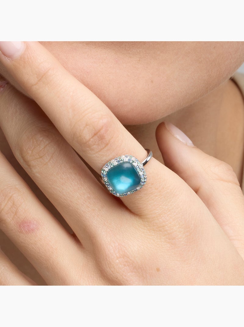 Bague Luxenter en argent sterling 925 et doublure hématite finition rhodium-Baddal Taille réglable Bleu - Kiabi
