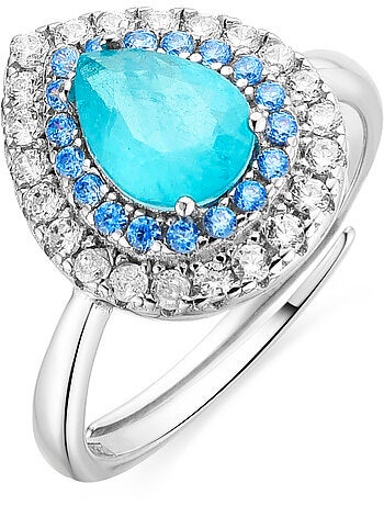 Bague Luxenter en argent sterling 925 et quartz hydrothermal finition rhodium-Abde Taille réglable