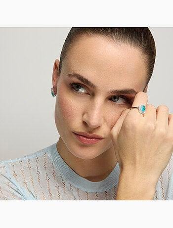 Bague Luxenter en argent sterling 925 et quartz hydrothermal finition rhodium-Abde Taille réglable