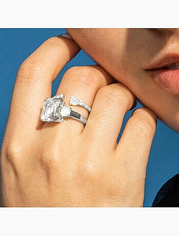 Bague Luxenter en argent sterling 925 et zircone avec finition en rhodium-Khaoya Taille réglable