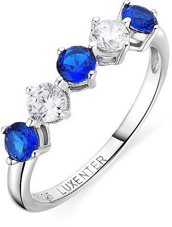 Bague Luxenter en argent sterling 925 et zircone bleu topaze avec finition rhodium - Alneth