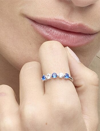 Bague Luxenter en argent sterling 925 et zircone bleu topaze avec finition rhodium - Alneth