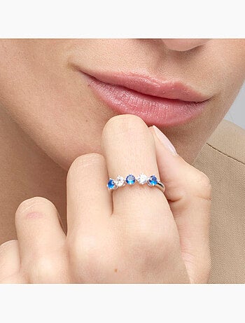 Bague Luxenter en argent sterling 925 et zircone bleu topaze avec finition rhodium - Alneth