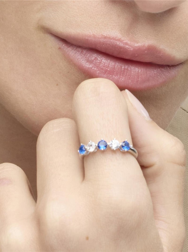 Bague Luxenter en argent sterling 925 et zircone bleu topaze avec finition rhodium - Alneth Bleu - Kiabi