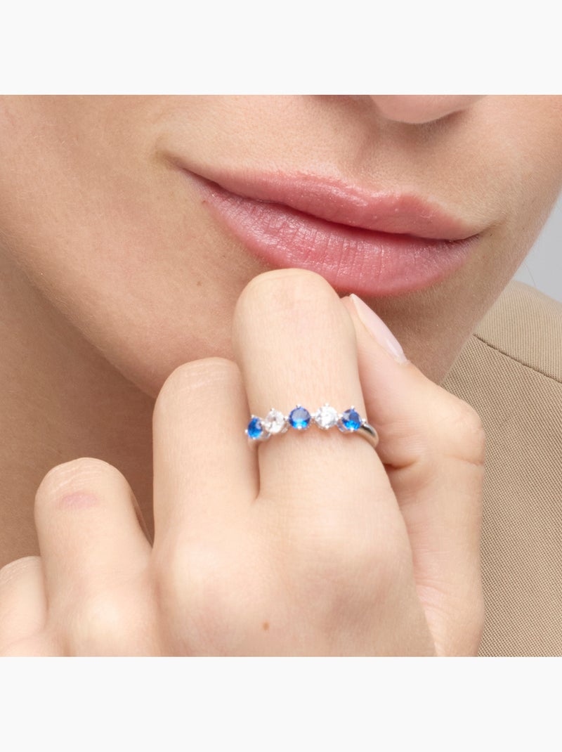 Bague Luxenter en argent sterling 925 et zircone bleu topaze avec finition rhodium - Alneth Bleu - Kiabi