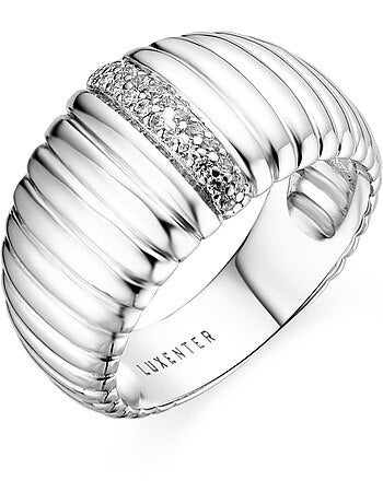 Bague Luxenter en argent sterling 925 et zircone brillante avec finition en rhodium - Dorane