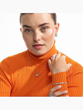 Bague Luxenter en argent sterling 925 et zircone brillante avec finition en rhodium - Dorane