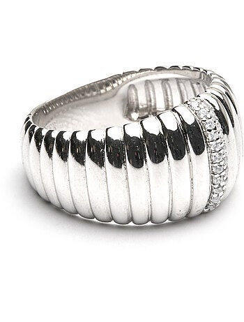 Bague Luxenter en argent sterling 925 et zircone brillante avec finition en rhodium - Dorane
