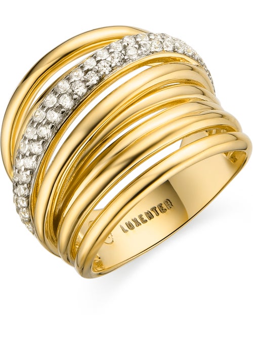 Bague Luxenter en argent sterling 925 et zircone brillante avec finition et plaqué or 18k - Aslor - Kiabi