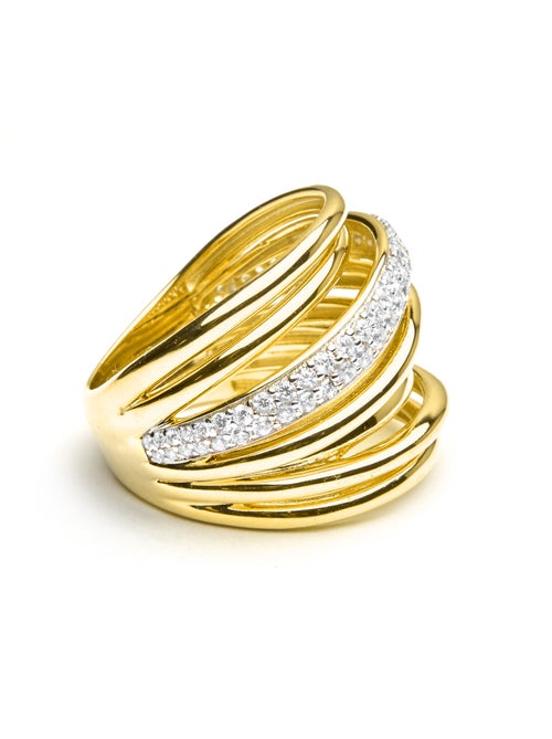 Bague Luxenter en argent sterling 925 et zircone brillante avec finition et plaqué or 18k - Aslor - Kiabi
