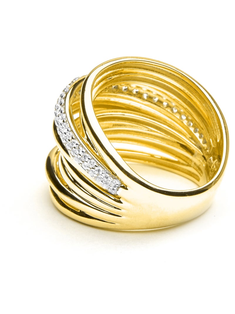 Bague Luxenter en argent sterling 925 et zircone brillante avec finition et plaqué or 18k - Aslor Blanc - Kiabi