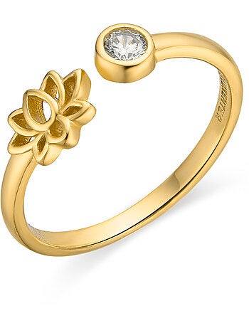 Bague Luxenter en argent sterling 925 et zircone brillante, finition or 18 carats - Fholie