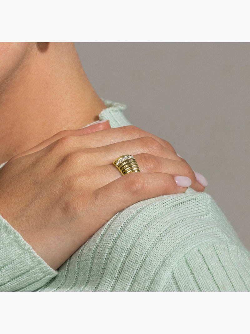 Bague Luxenter en argent sterling 925 et zircone brillante finition or 18k - Dorane Blanc - Kiabi